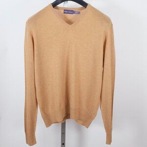 Ralph Lauren Purple Label sweater sz L 100% cashmere V neck beige